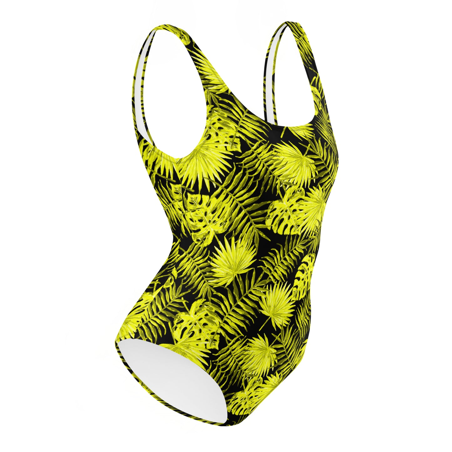Snooty Fox Art One-Piece Swimsuit - Yellow Palm Pattern
