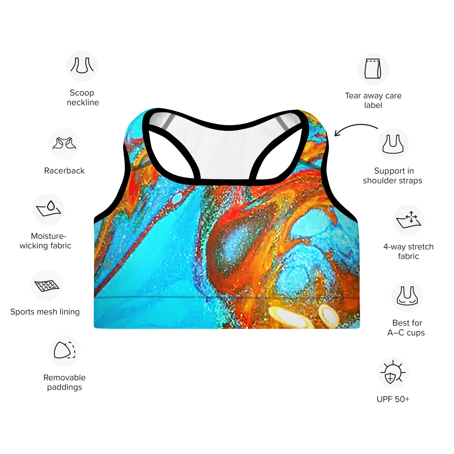 Snooty Fox Art Padded Sports Bra - Romero Pattern
