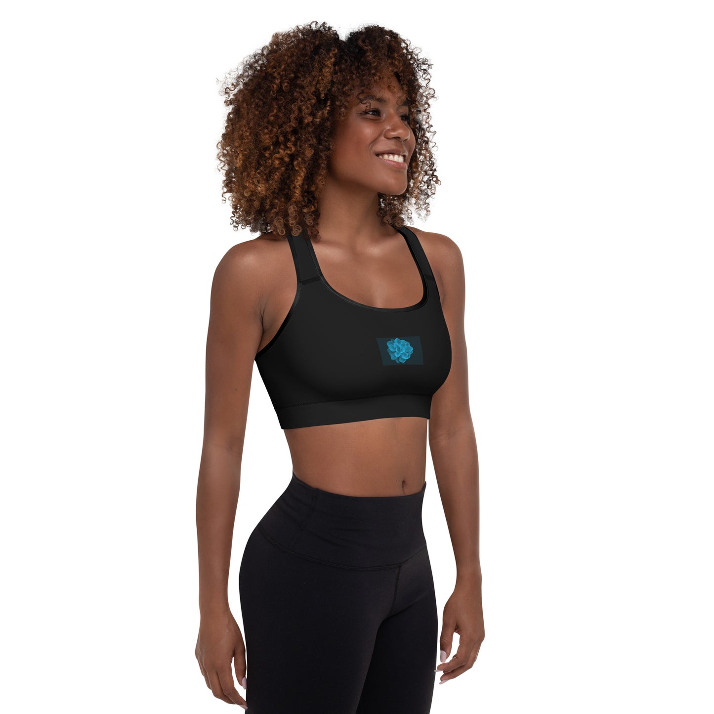 Snooty Fox Art Padded Sports Bra - Blue Aeonium