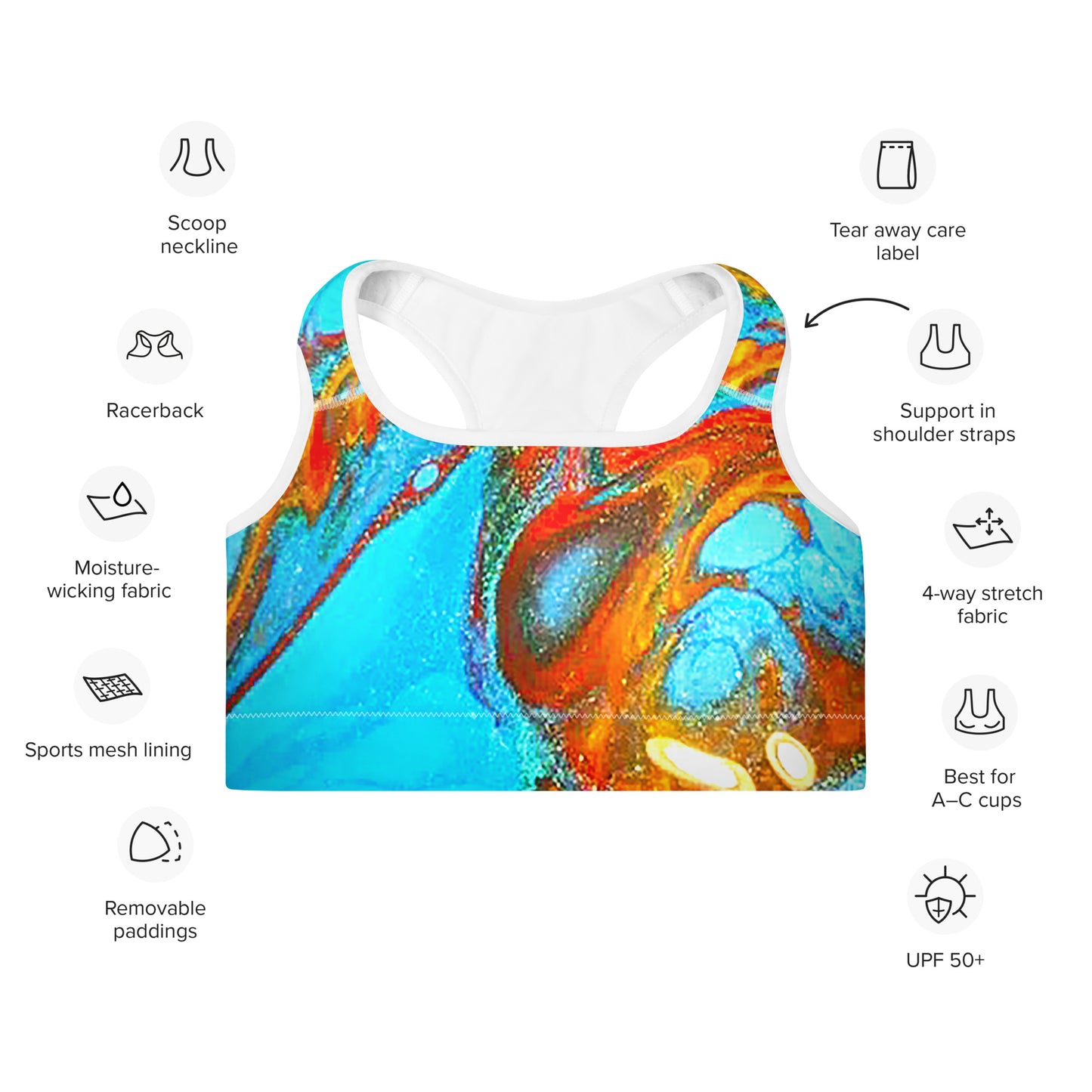 Snooty Fox Art Padded Sports Bra - Romero Pattern