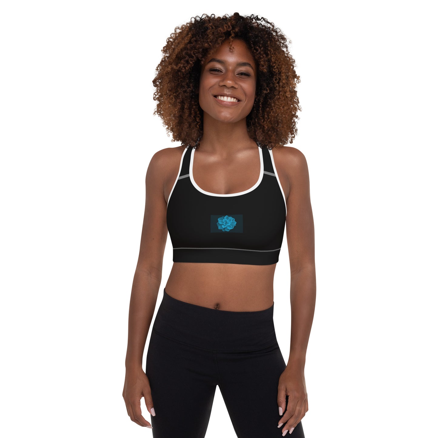 Snooty Fox Art Padded Sports Bra - Blue Aeonium