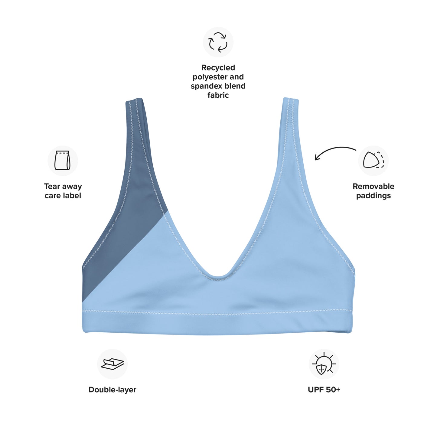 Snooty Fox Art Padded Bikini Top - Blue on Blue