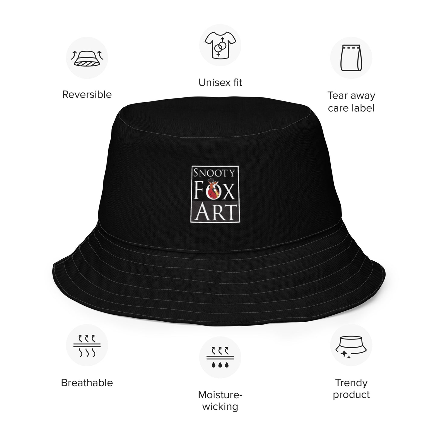 Snooty Fox Art Reversible Bucket Hat - Red Devil