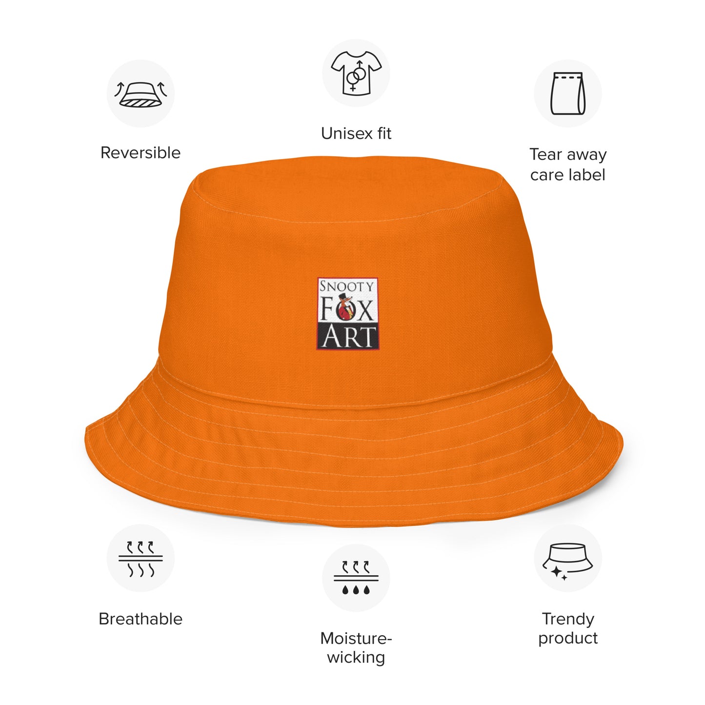 Snooty Fox Art Reversible Bucket Hat - Beet Root / Tangelo