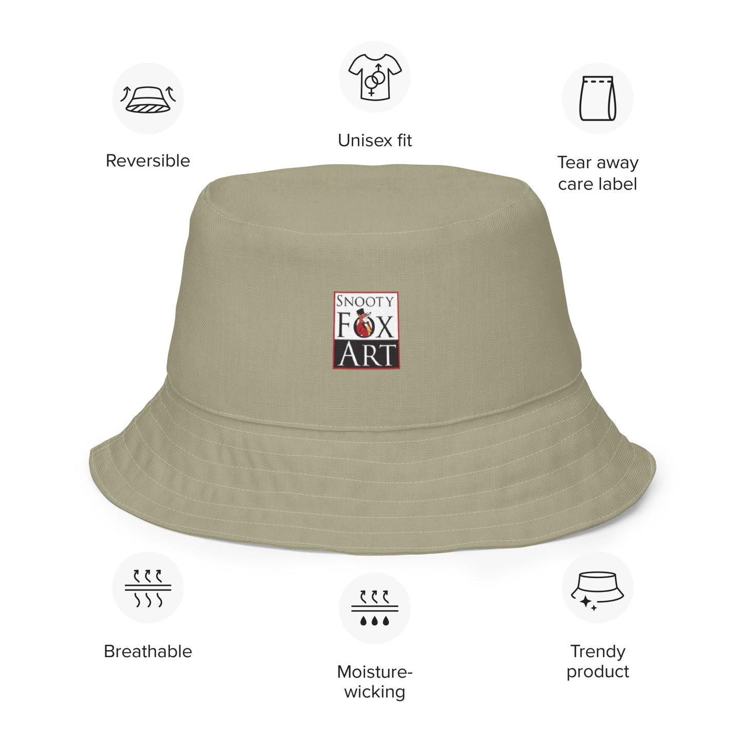 Snooty Fox Art Reversible Bucket Hat - Empire Yellow / Leak Green