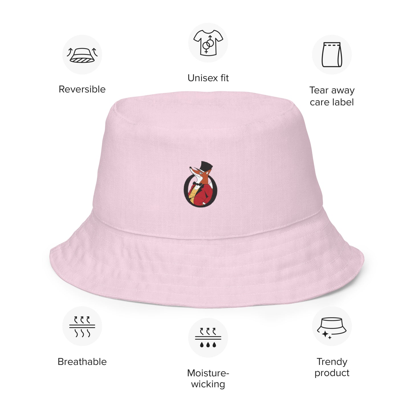 Snooty Fox Art Reversible Bucket Hat - Vanilla Cream / Mexico Pink