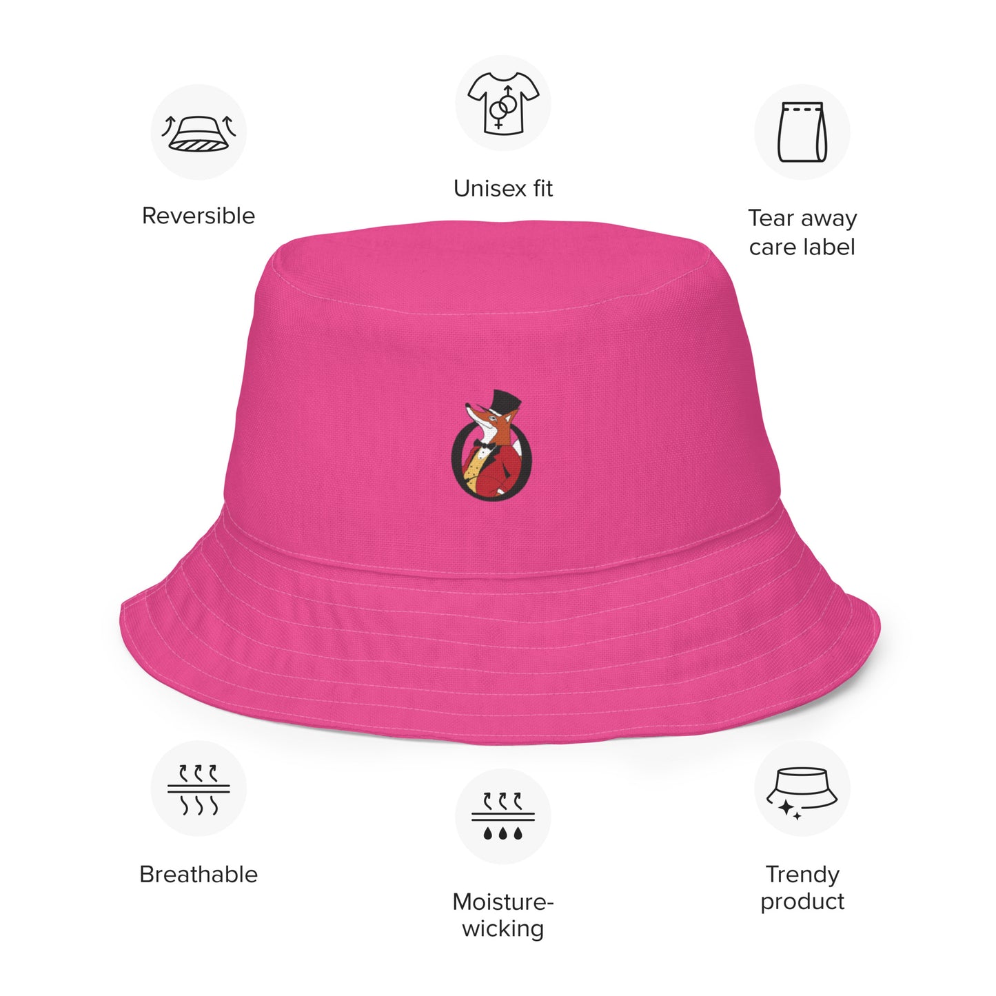 Snooty Fox Art Reversible Bucket Hat - Beet Root / Tangelo