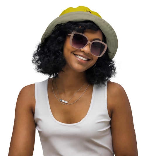 Snooty Fox Art Reversible Bucket Hat - Empire Yellow / Leak Green