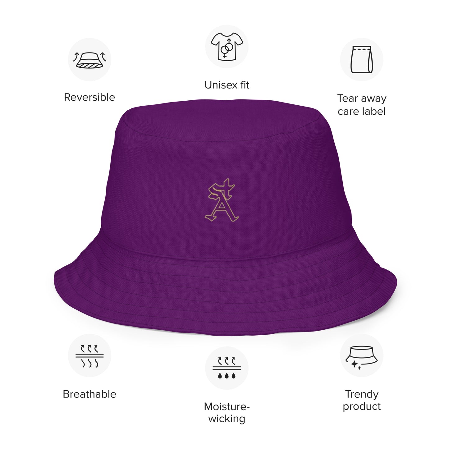 Snooty Fox Art Reversible Bucket Hat - Deep Purple and Style Logo & SA