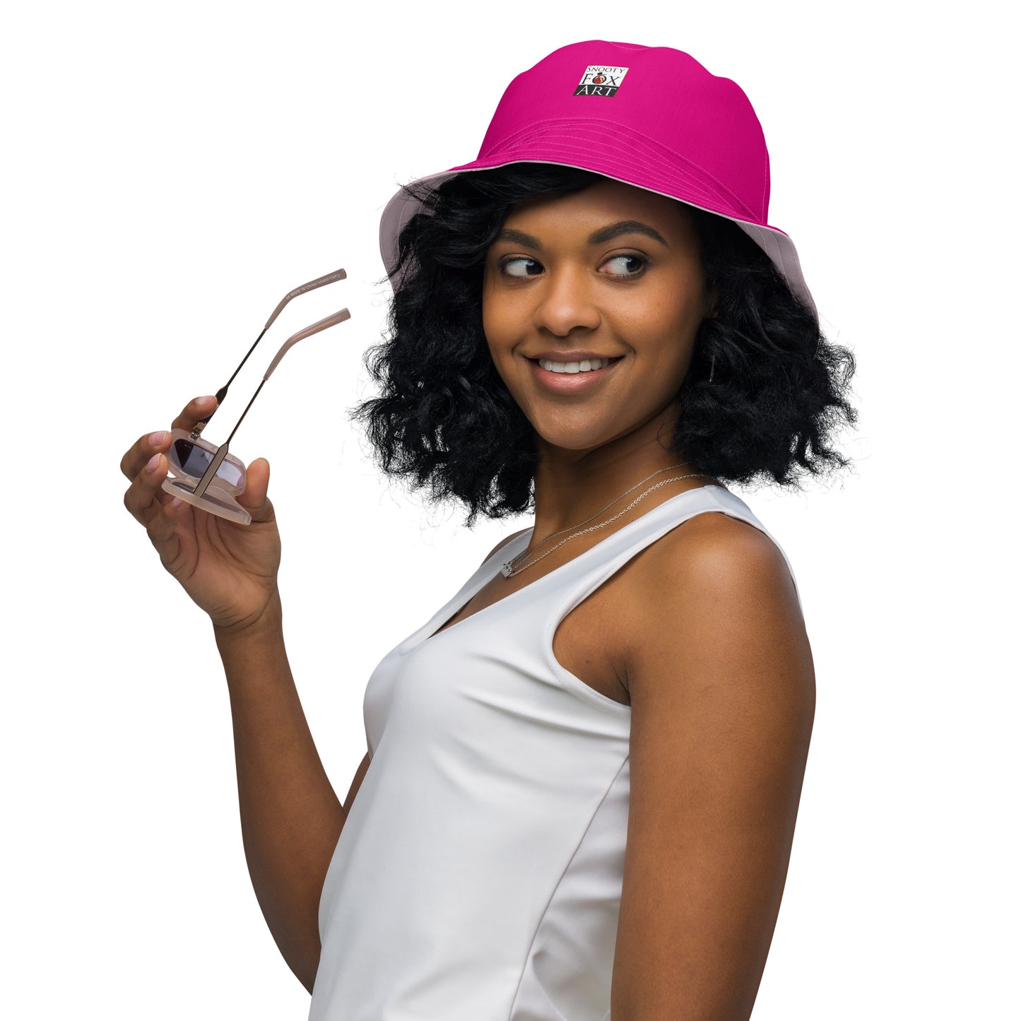 Snooty Fox Art Reversible Bucket Hat - Vanilla Cream / Mexico Pink