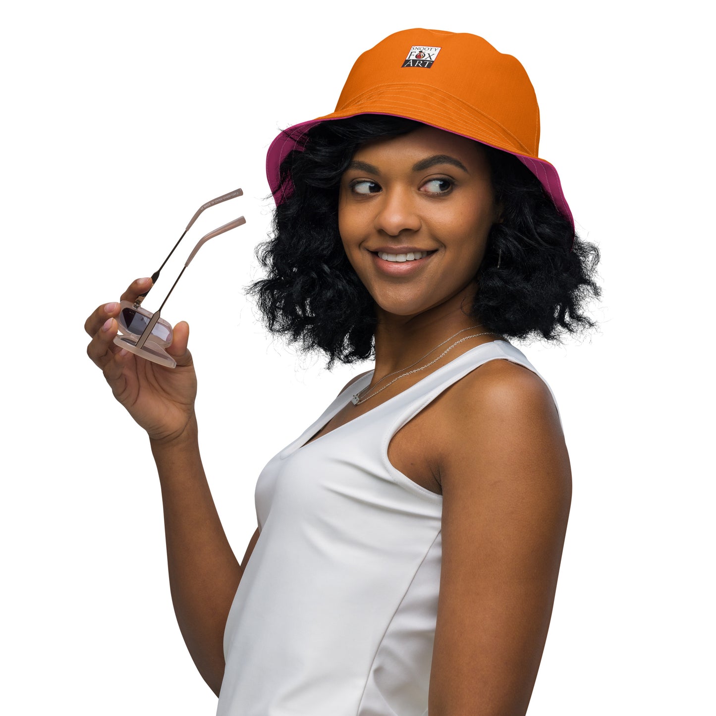 Snooty Fox Art Reversible Bucket Hat - Beet Root / Tangelo