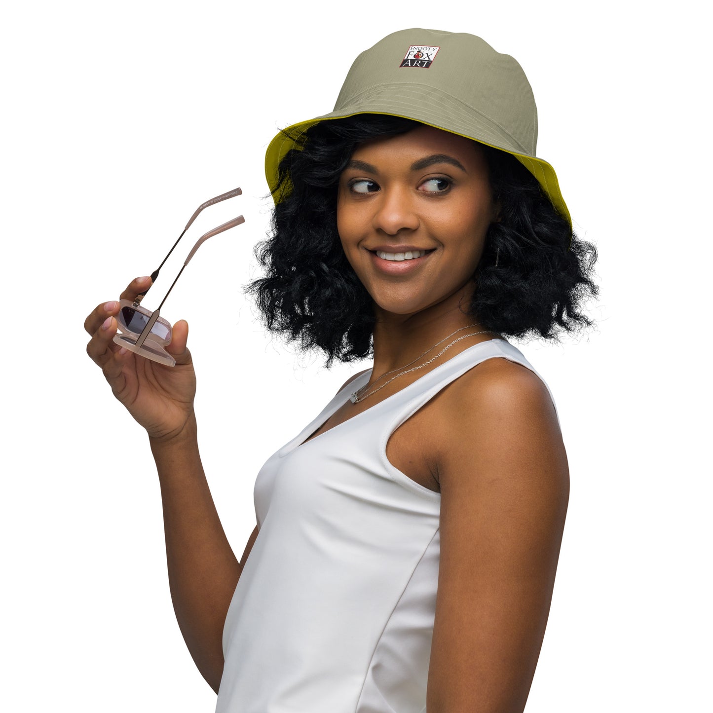 Snooty Fox Art Reversible Bucket Hat - Empire Yellow / Leak Green