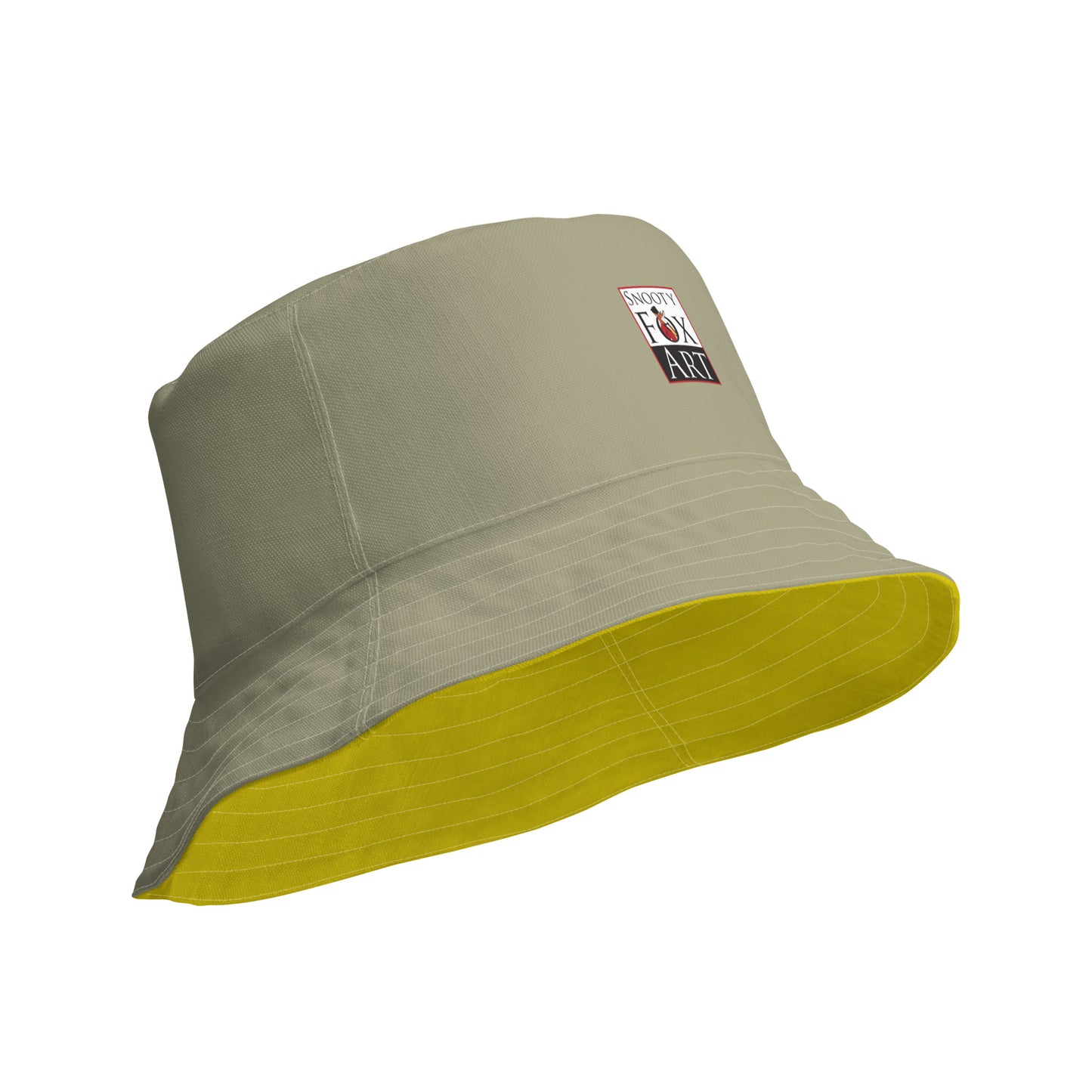 Snooty Fox Art Reversible Bucket Hat - Empire Yellow / Leak Green