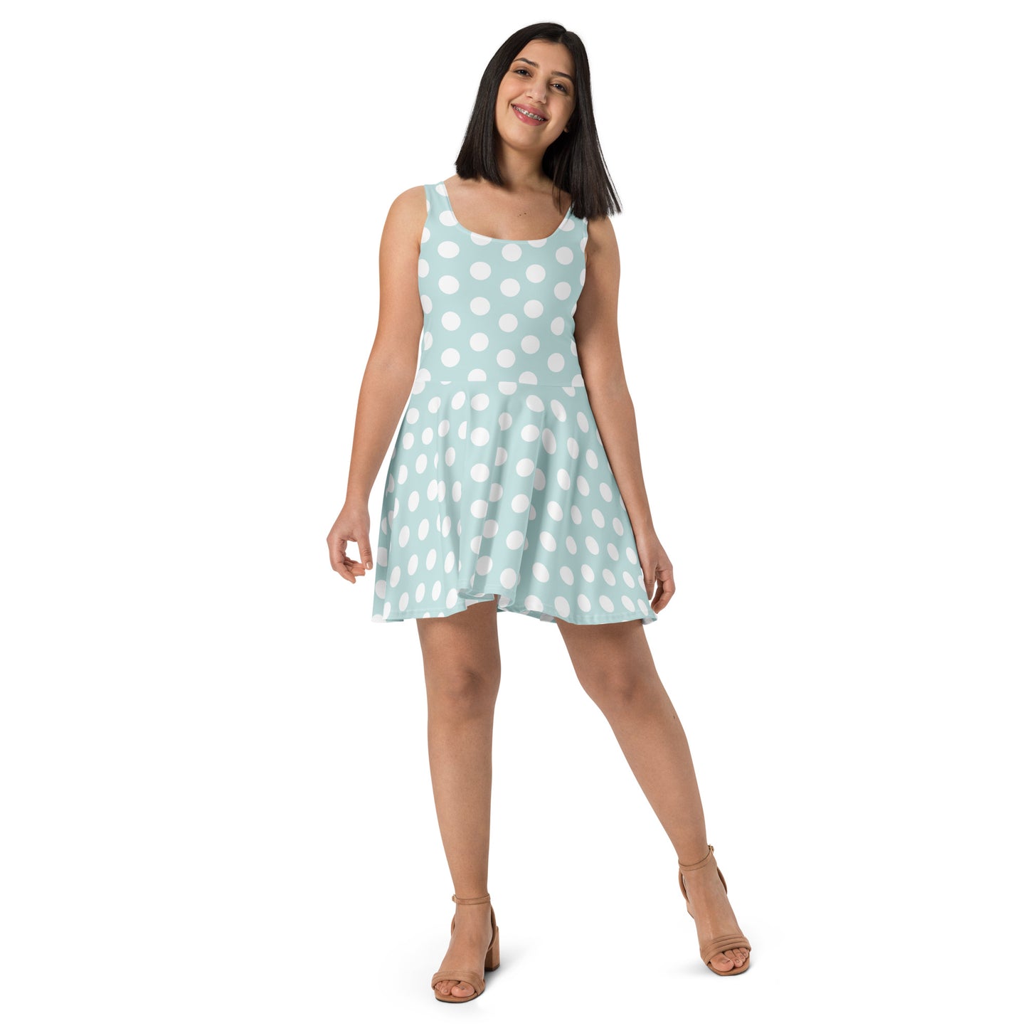 Snooty Fox Art Skater Dress - Skylight Tone w/ White Dots
