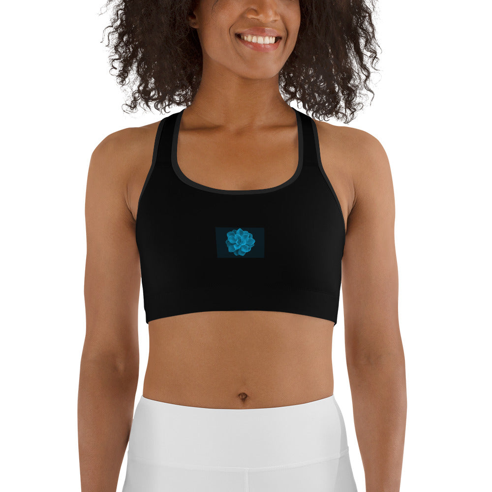 Snooty Fox Art Sports Bra - Blue Aeonium