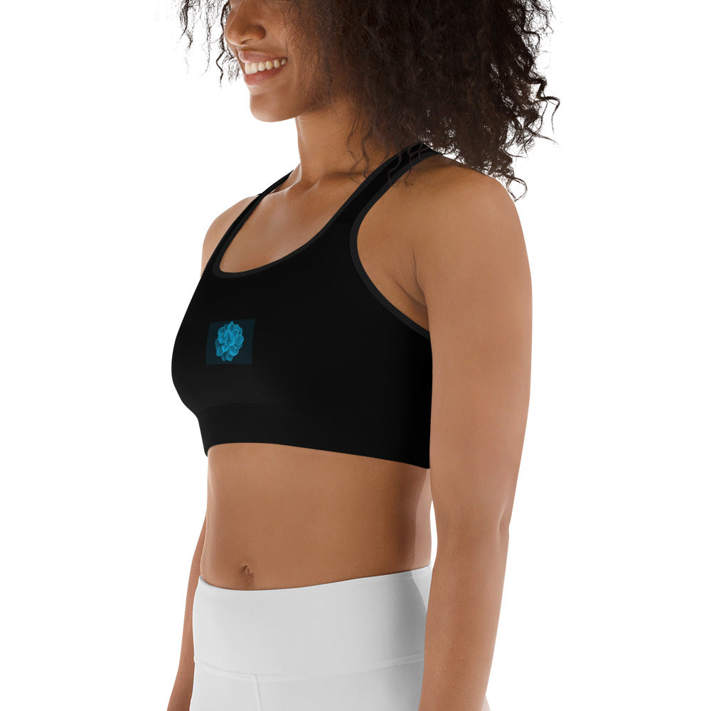 Snooty Fox Art Sports Bra - Blue Aeonium