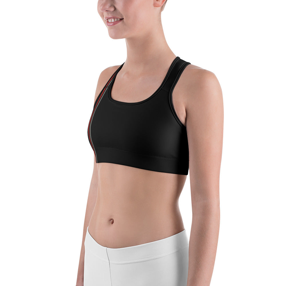 Snooty Fox Art Sports Bra - Red & Gray Stripes