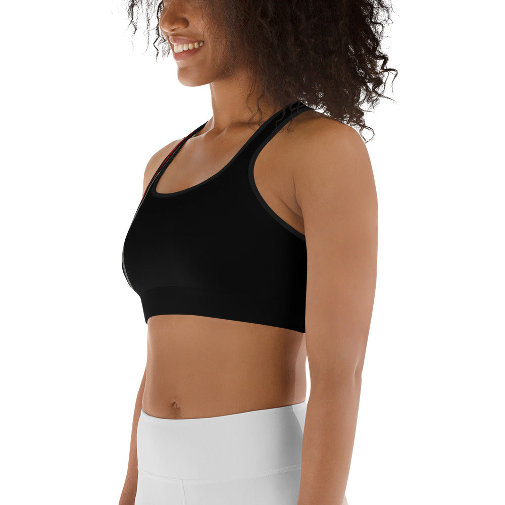 Snooty Fox Art Sports Bra - Red & Gray Stripes