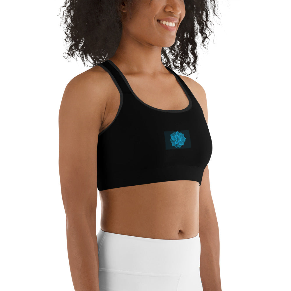 Snooty Fox Art Sports Bra - Blue Aeonium