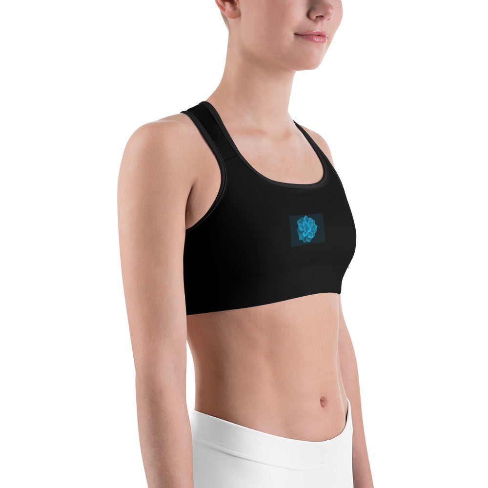 Snooty Fox Art Sports Bra - Blue Aeonium