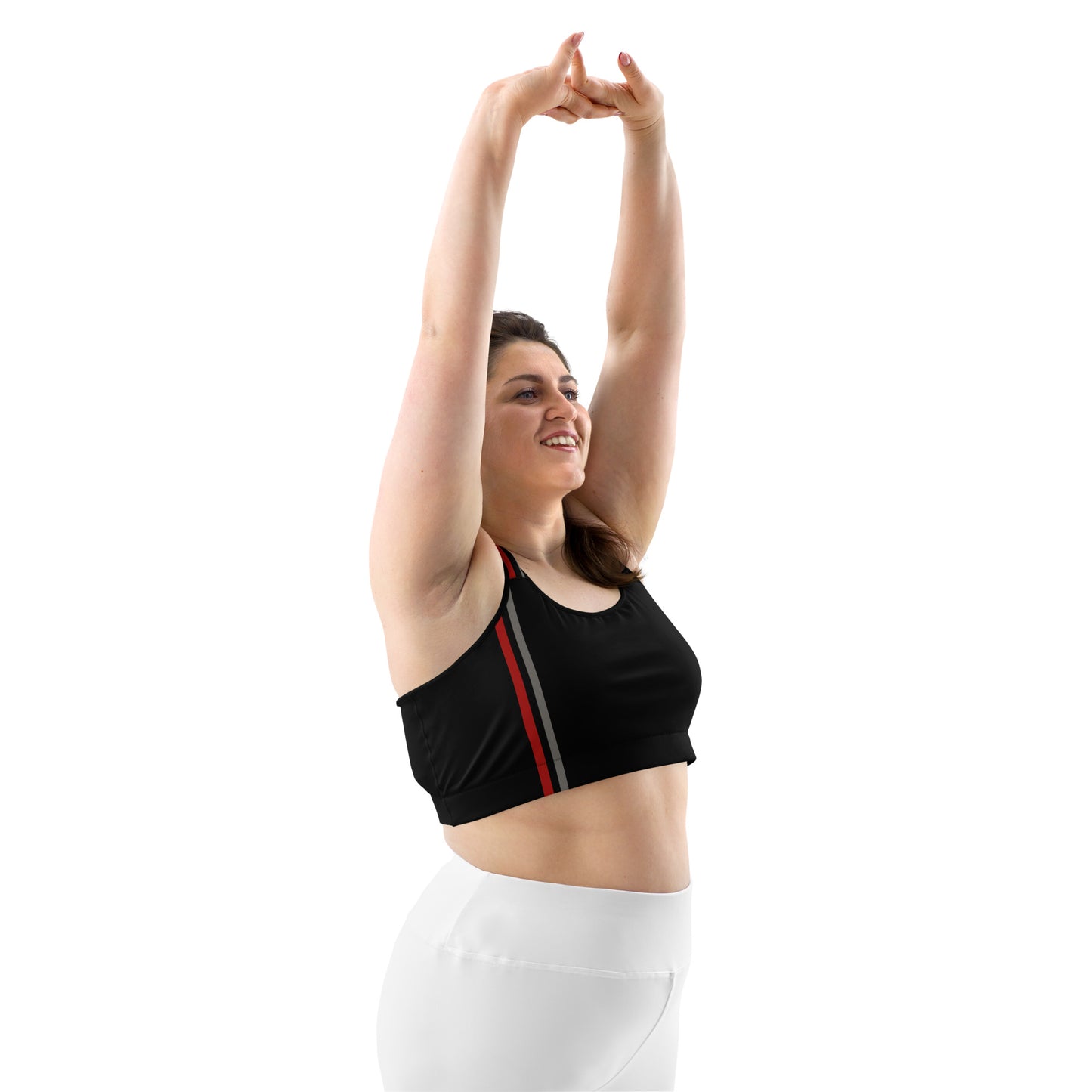 Snooty Fox Art Sports Bra - Red & Gray Stripes