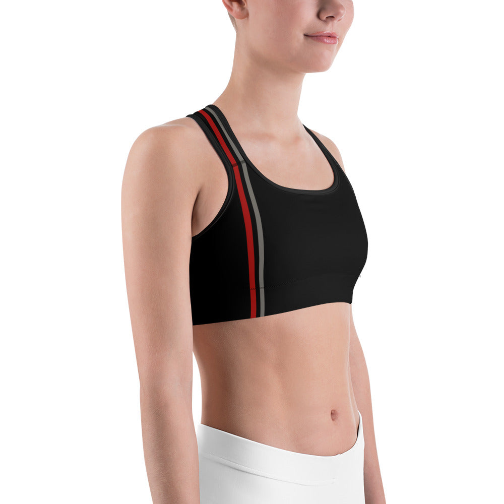 Snooty Fox Art Sports Bra - Red & Gray Stripes