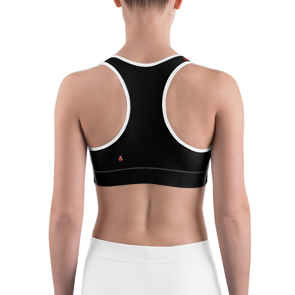 Snooty Fox Art Sports Bra - Red & Gray Stripes