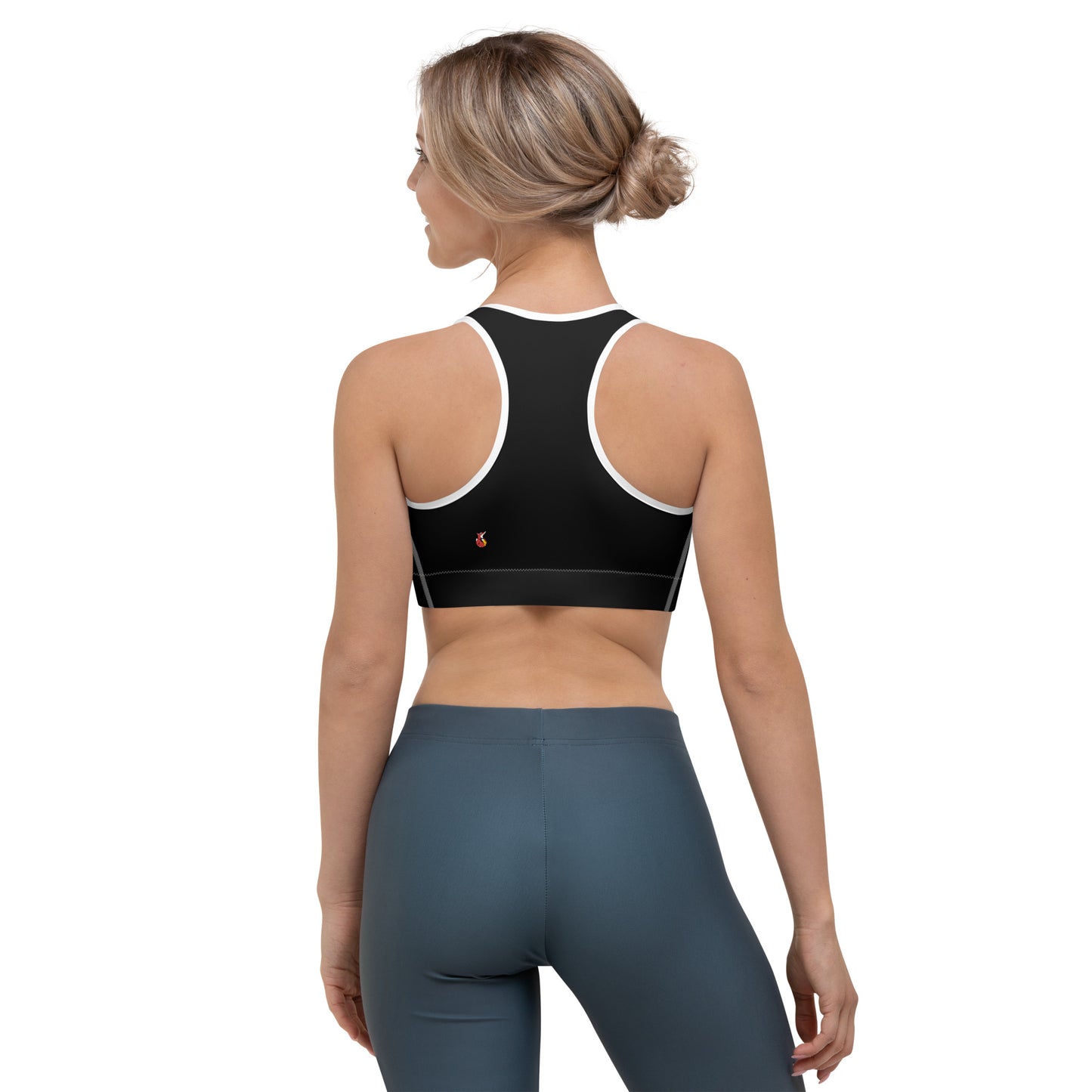 Snooty Fox Art Sports Bra - Red & Gray Stripes
