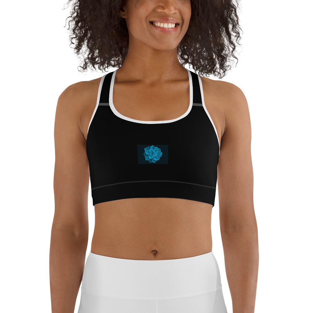 Snooty Fox Art Sports Bra - Blue Aeonium