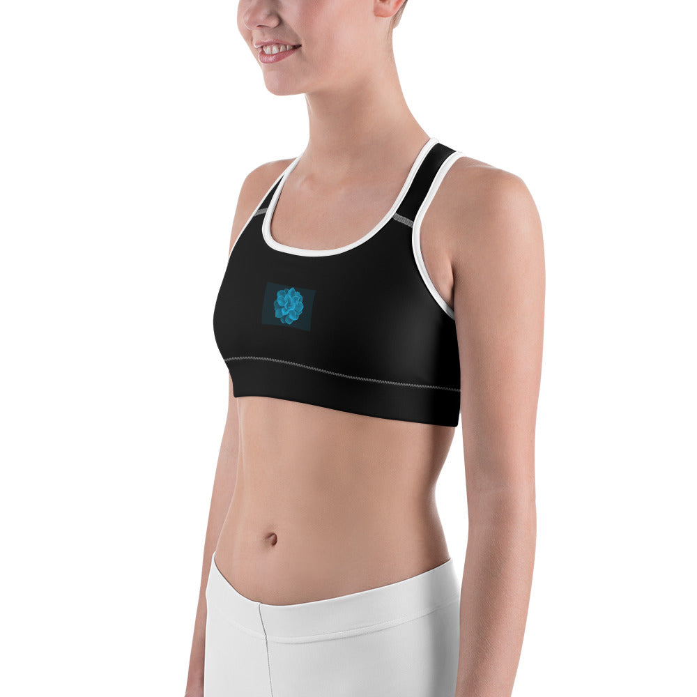 Snooty Fox Art Sports Bra - Blue Aeonium