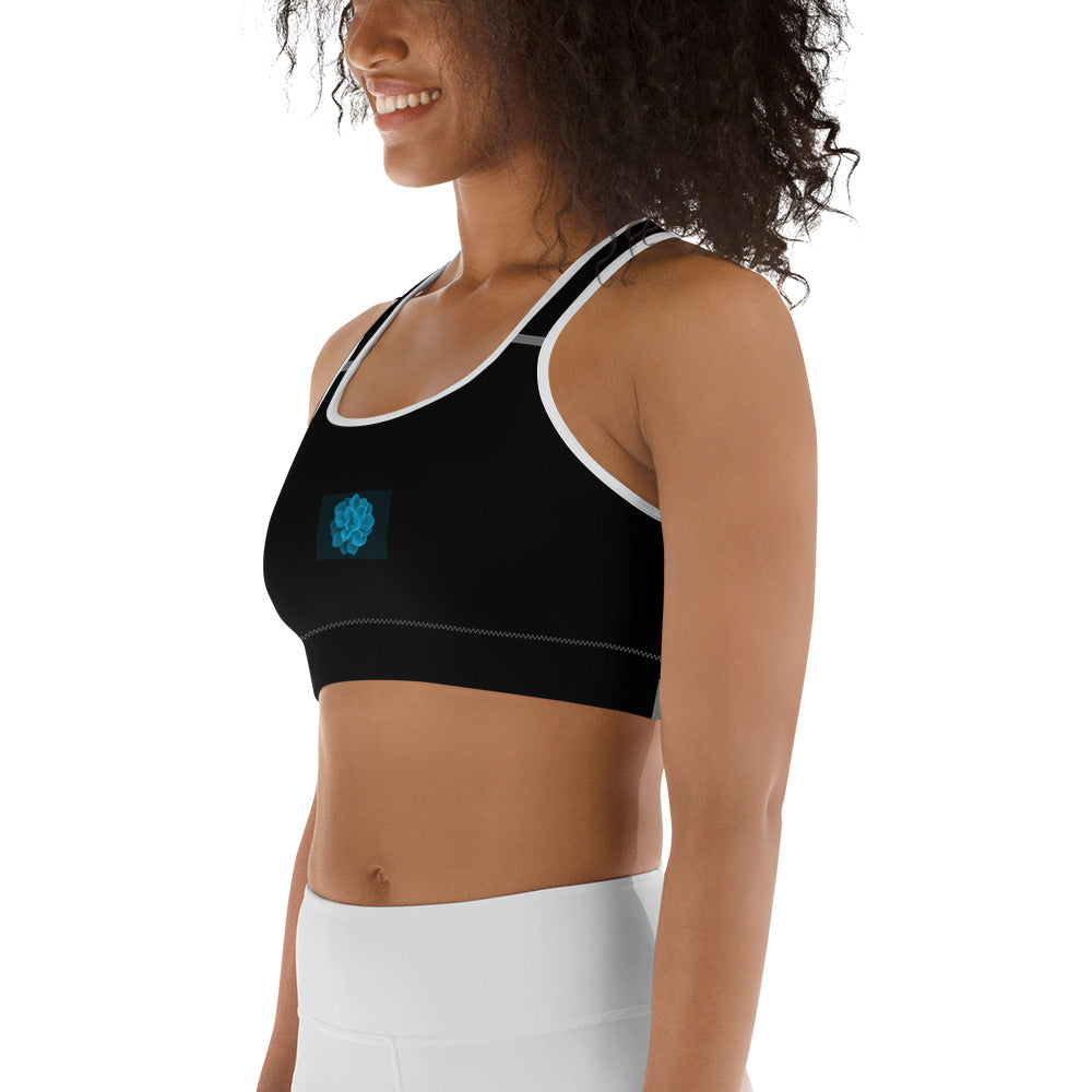 Snooty Fox Art Sports Bra - Blue Aeonium