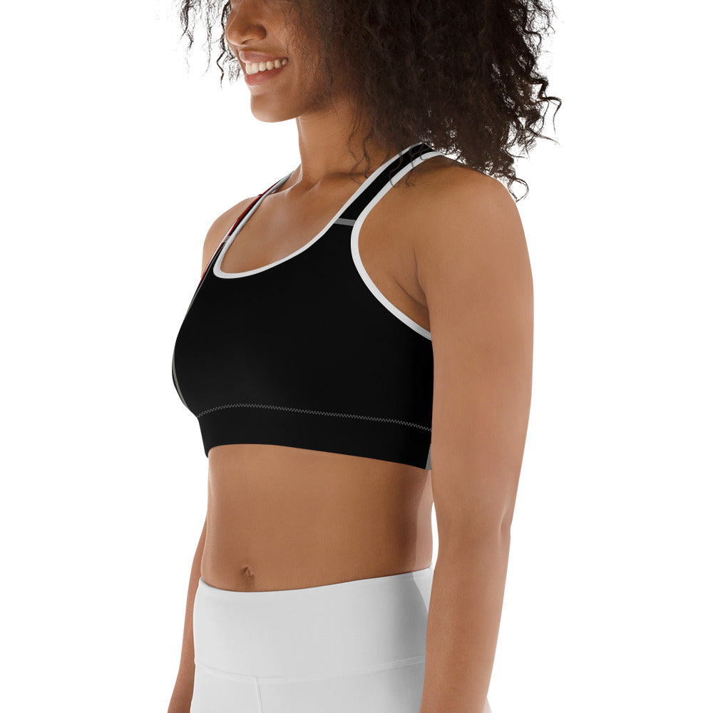 Snooty Fox Art Sports Bra - Red & Gray Stripes