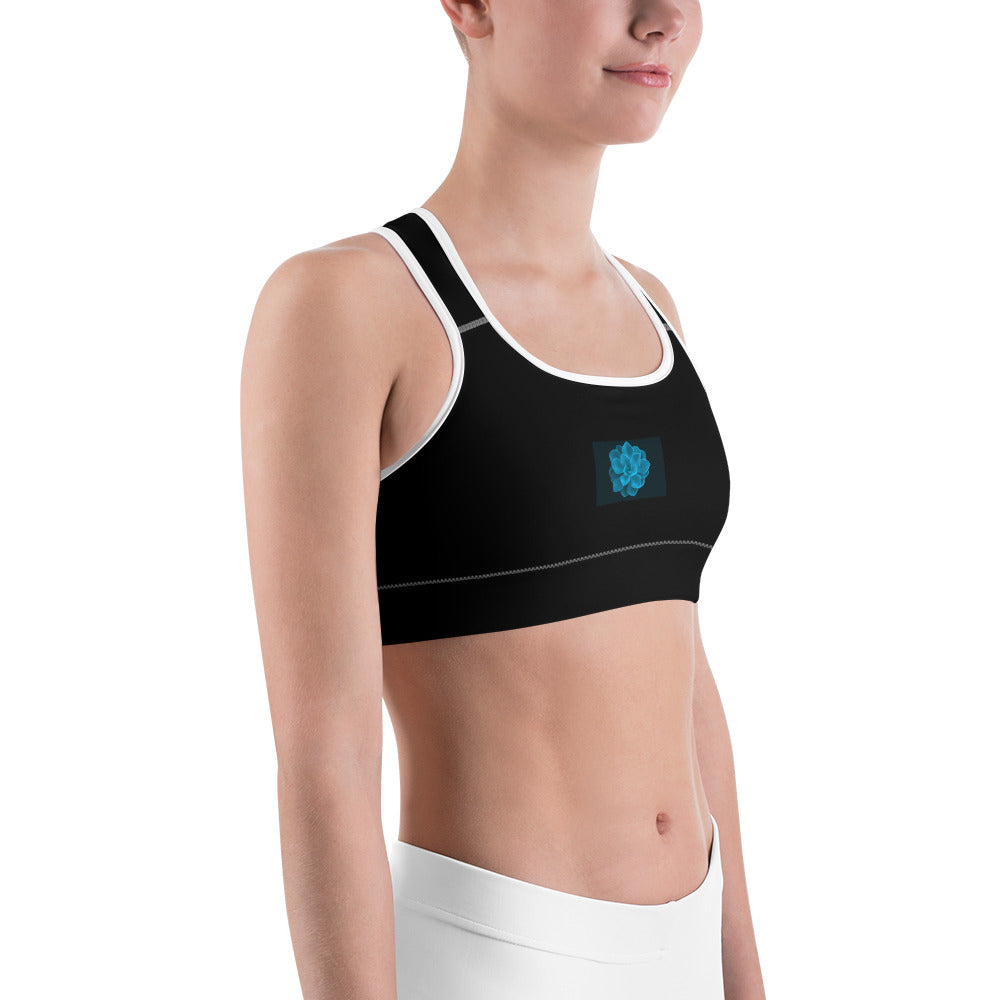 Snooty Fox Art Sports Bra - Blue Aeonium