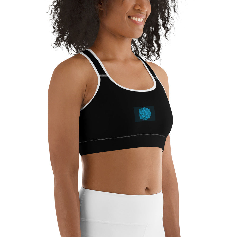 Snooty Fox Art Sports Bra - Blue Aeonium