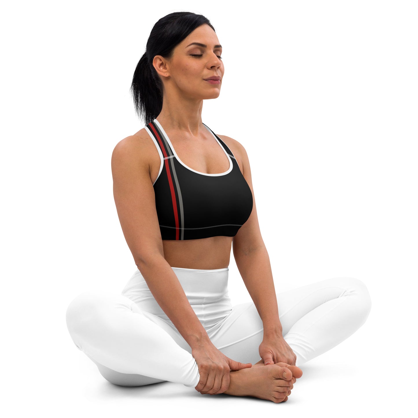 Snooty Fox Art Sports Bra - Red & Gray Stripes