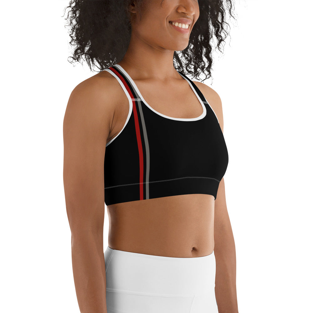 Snooty Fox Art Sports Bra - Red & Gray Stripes