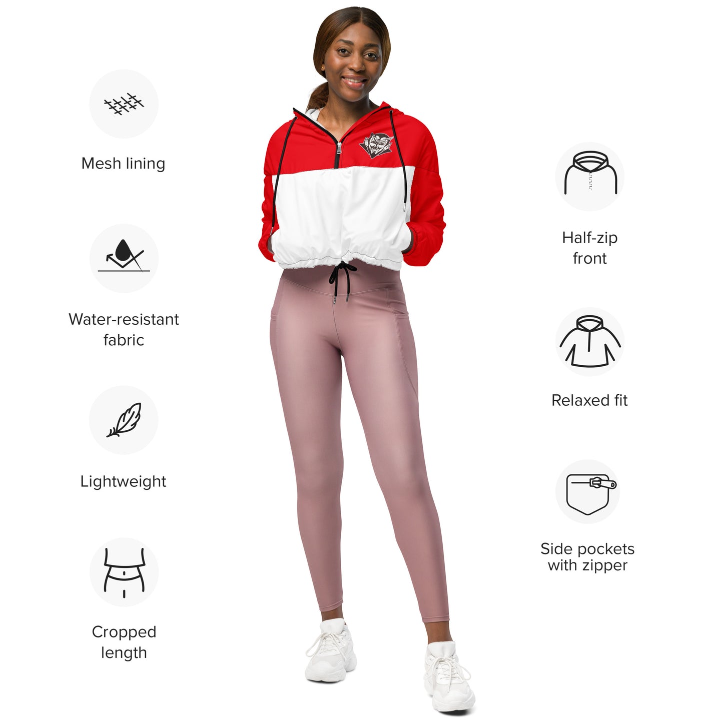 Snooty Fox Art Women’s Cropped Windbreaker - Devil Logo