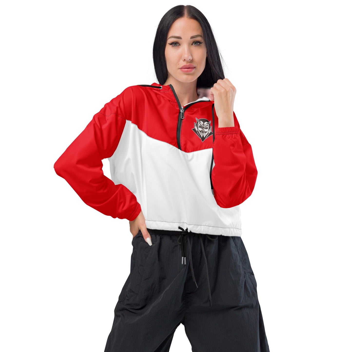 Snooty Fox Art Women’s Cropped Windbreaker - Devil Logo