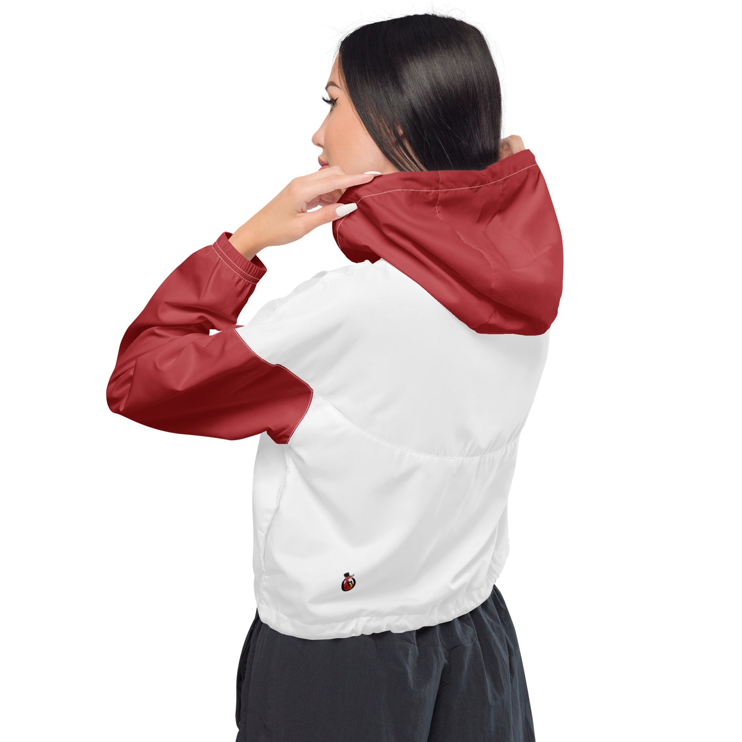 Snooty Fox Art Women’s Cropped Windbreaker - Red/Gray