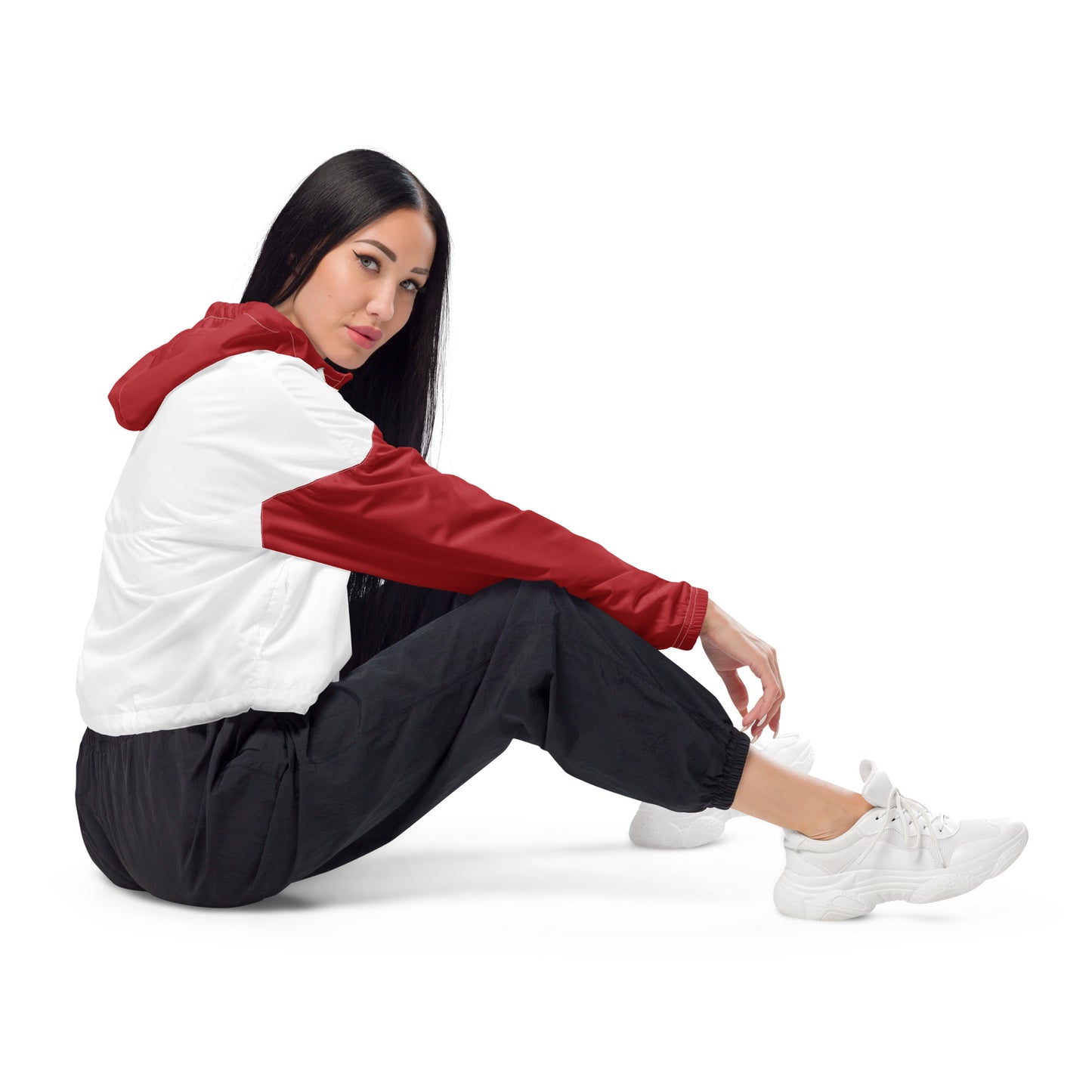 Snooty Fox Art Women’s Cropped Windbreaker - Red/Gray