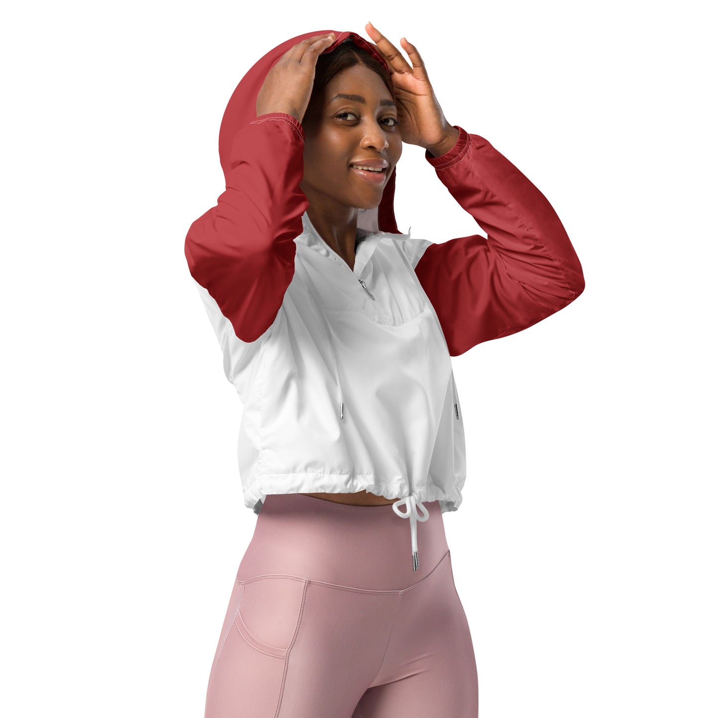 Snooty Fox Art Women’s Cropped Windbreaker - Red/Gray