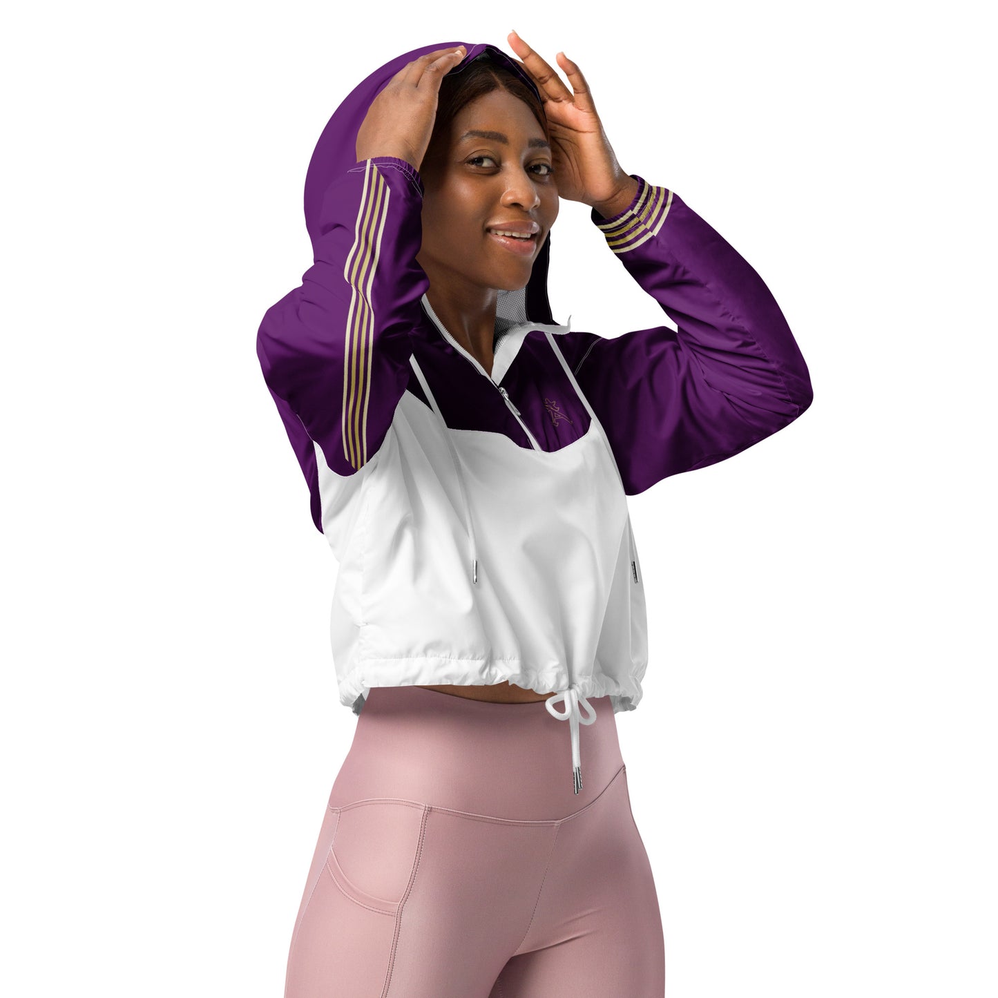 Snooty Fox Art Women’s Cropped Windbreaker - Purple w/ Saints Logo
