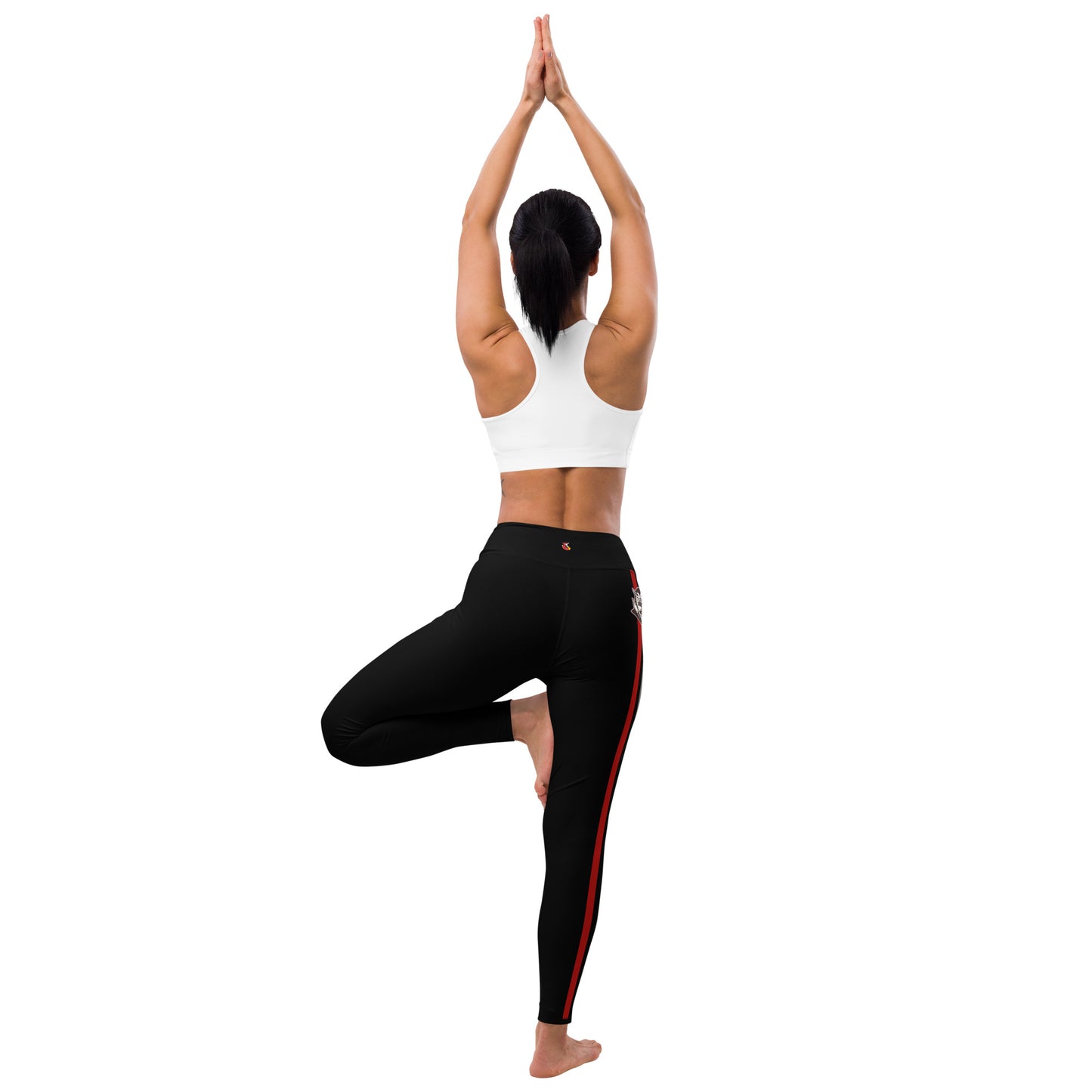 Snooty Fox Art Yoga Leggings - Red and Gray Stripes