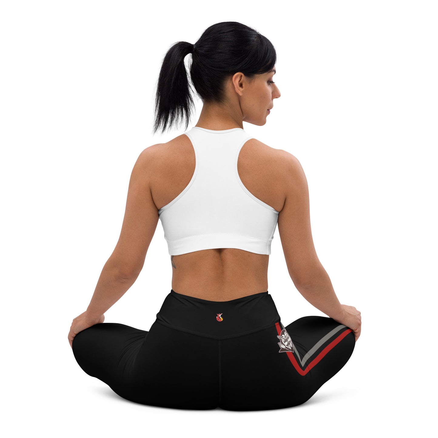 Snooty Fox Art Yoga Leggings - Red and Gray Stripes