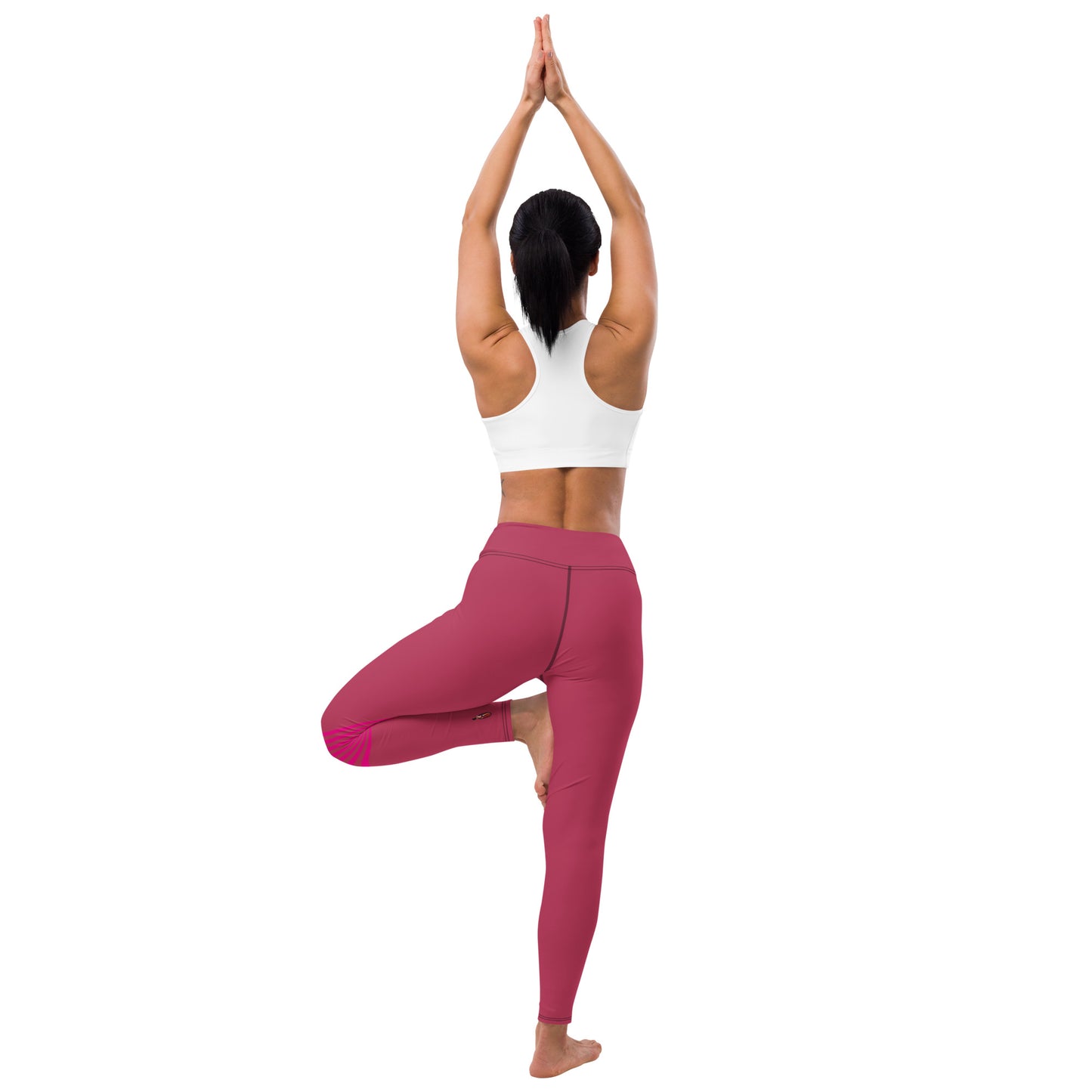 Snooty Fox Art Yoga Leggings - Viva Magenta & Stripes