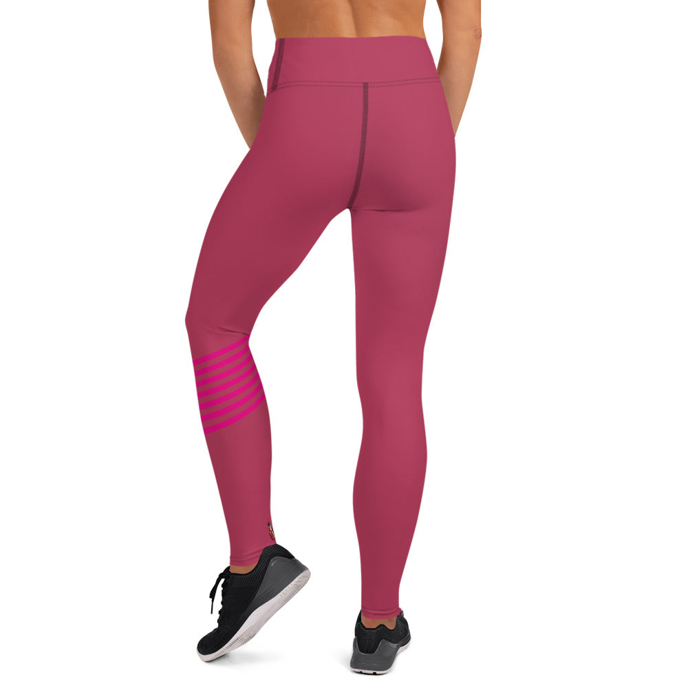 Snooty Fox Art Yoga Leggings - Viva Magenta & Stripes