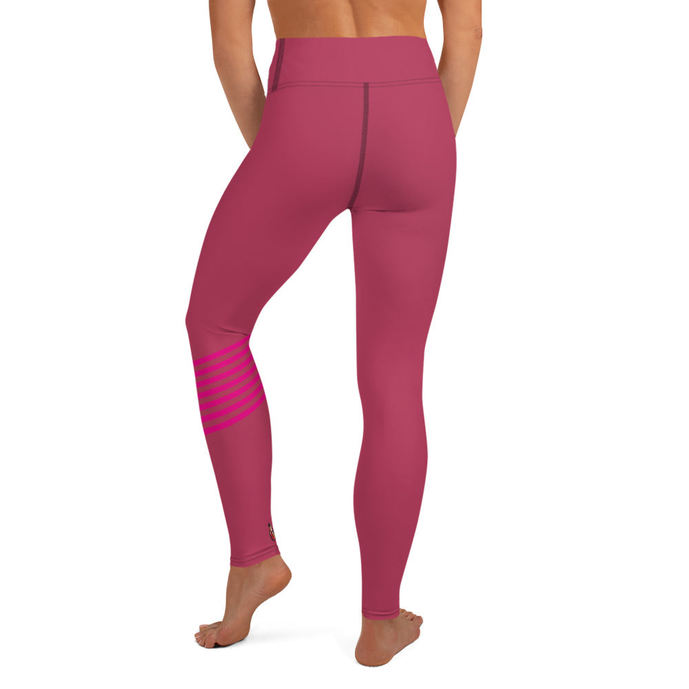 Snooty Fox Art Yoga Leggings - Viva Magenta & Stripes