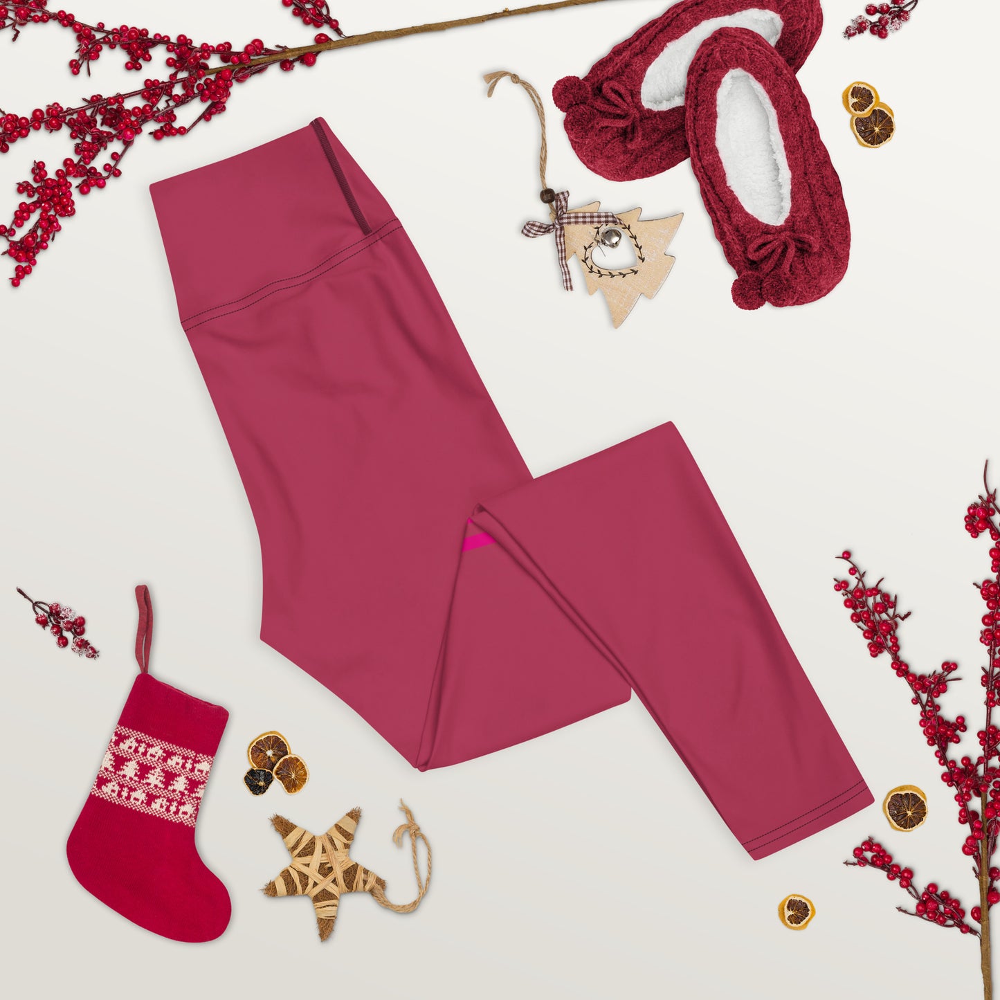 Snooty Fox Art Yoga Leggings - Viva Magenta & Stripes