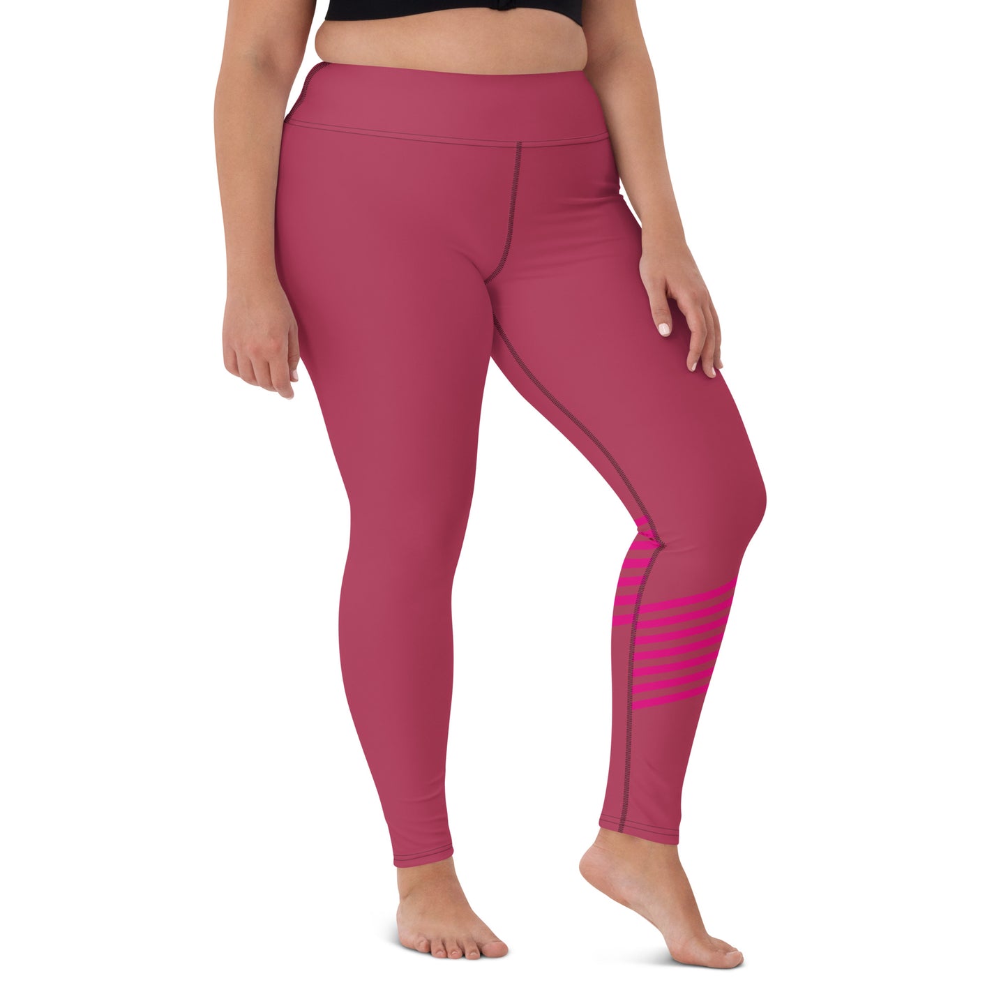 Snooty Fox Art Yoga Leggings - Viva Magenta & Stripes
