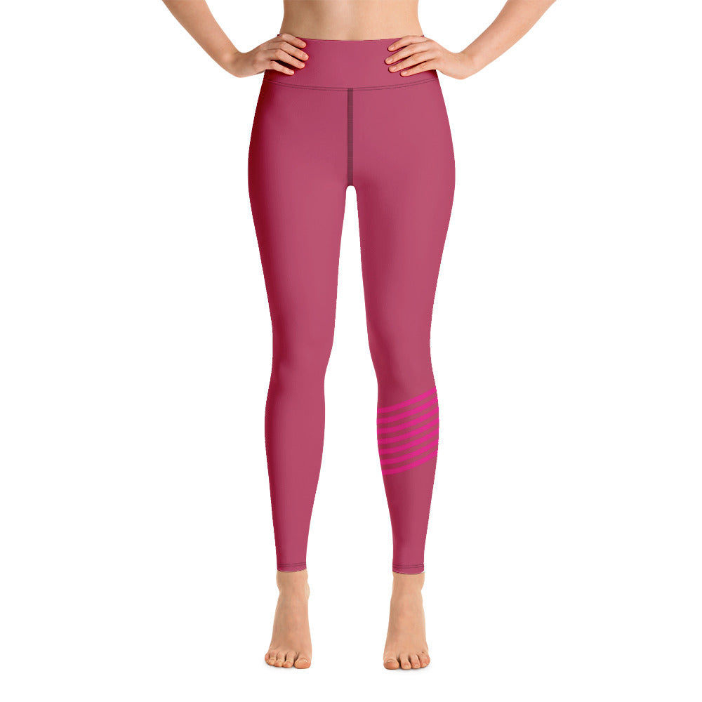 Snooty Fox Art Yoga Leggings - Viva Magenta & Stripes